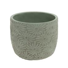 Keramický obal Margaréta v mentolovej farbe s kvetinovým vzorom.