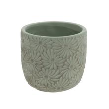 Keramický obal Margaréta v mentolovej farbe s kvetinovým vzorom.