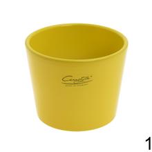 Žltý keramický kvetináč Primula lesklý.