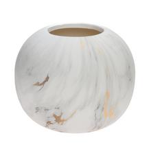 VÁZA MRAMOR KERAMIKA 14x14x12CM BIELOZLATÁ - FLORASYSTEM