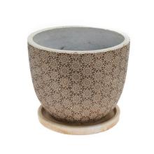 Kvetináč Jasmin Antik šedo-hnedý s kvetinovým vzorom.