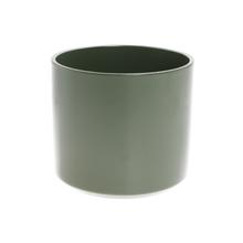 Jednofarebný keramický obal na kvety v zelenej farbe.