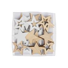 DREVENÉ OZDOBY HVIEZDY BIE/NAT S/24 9*9*2CM  - FLORASYSTEM