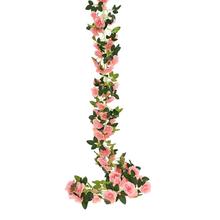 GIRLANDA RUŽA RUŽOVÁ, ZELEŇ 168CM - FLORASYSTEM