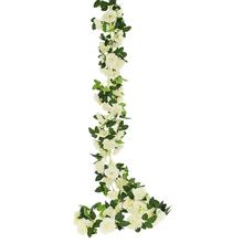 GIRLANDA RUŽA KRÉMOVÁ, ZELEŇ 168CM - FLORASYSTEM