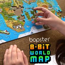 Puzzle 180 dielov s mapou sveta v 8-bitovom štýle.