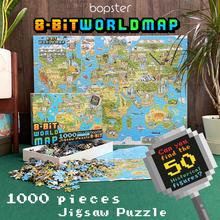 Puzzle 1000 dielov s mapou sveta v 8-bitovom štýle.