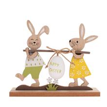 ZAJACE S VAJÍČKOM NA PODSTAVCI DREVO 18x8x15,5CM - FLORASYSTEM