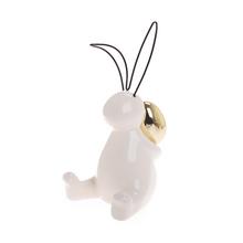 ZAJAC S VAJCOM PORCELÁN 9,5x9,4x17,2CM BIELOZLATÝ - FLORASYSTEM