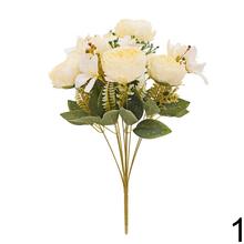 Umelá kytica pivoniek s drobnými kvetmi a zeleňou, 50 cm, mix farieb.