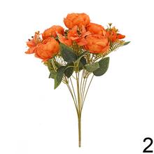 Umelá kytica pivoniek s drobnými kvetmi a zeleňou, 50 cm, mix farieb.