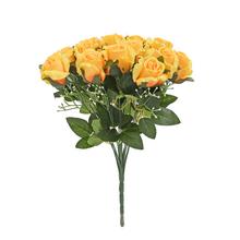 Žltá ruža s gypsom a zeleňou, 35 cm