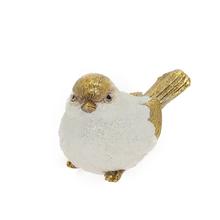 VTÁČIK BIELO-ZLATÝ POLY 10,5*6*6,5CM - FLORASYSTEM