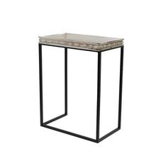 459FL/S STOLÍK HRANATÝ BIELY DREVO/KOV M 40*25*50CM - FLORASYSTEM