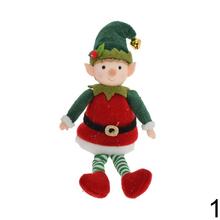 Škriatok v zeleno-červenej kombinácii s textilným oblečením, 21 cm.