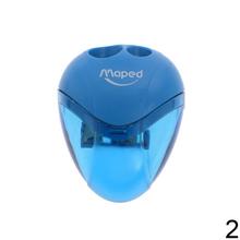 Dvojité plastové strúhadlo Maped I-Gloo so zásobníkom v ružovej a modrej farbe.