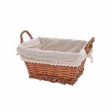 PRÚT. KOŠÍK OBDĹŽNIK HNEDÝ S RÚČKOU BIELA LÁTKA 28x23x15CM - FLORASYSTEM