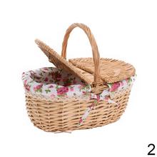 Prúty piknikový košík oválny tmavo hnedý s rúčkou.