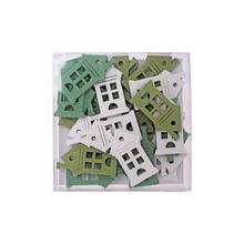 DREVENÉ OZDOBY DOMČEK BIE/ZEL S/24 9*9*2CM - FLORASYSTEM