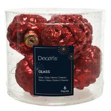 Sada červených sklenených šišiek v lesklom a matnom prevedení.