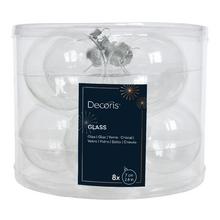 Sada sklenených vianočných gulí, 8 kusov, priemer 7 cm.