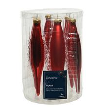 Sada červených sklenených cencúľov