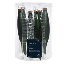 Sada sklenených vianočných gúľ v tmavozelenej farbe, lesklé a matné, 6 kusov.