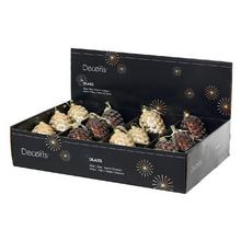 Matná sklenená vianočná ozdoba v tvare šišky, 2 farby.