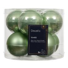 Sklenená guľa v lesklej a matnej zelenej farbe, priemer 7 cm.