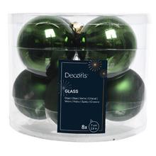 Sklenená guľa v tmavozelenej farbe s lesklým a matným povrchom.