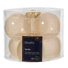 Sada sklenených guľí v lesklej a matnej perle, priemer 6 cm.