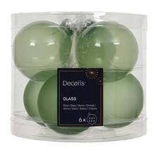 Sada sklenených vianočných gulí v lesklej a matnej zelenej farbe, priemer 6 cm.