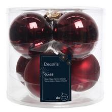 Sada sklenených vianočných gulí v lesklej a matnej bordó farbe, priemer 8 cm.
