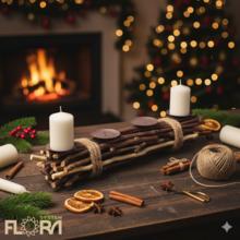 Prírodný adventný svietnik s miestom pre štyri sviečky.