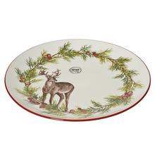 Porcelánový tanier s vianočným venčekom a jeleňom.