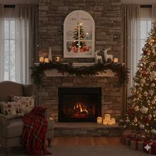 LED obraz s krajinou a stromom v zimnej scenérii.