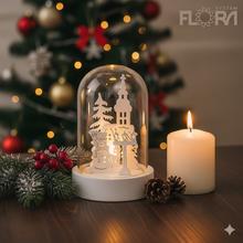 Vianočná dekorácia - kupola s kostolom a stromčekom.