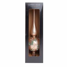 Ružový sklenený špic na vianočný stromček s dekoratívnym vzorom.