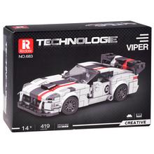 Technické bloky Super športové auto s bielym spojlerom, model VIPER, 419 dielikov.