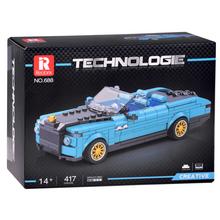 Technické bloky Retro auto MODRÝ KABRIOLET so zlatými diskami.