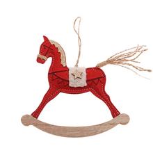 ZÁVES HOJDACÍ KONÍK ČER/BIE FLIS/DREVO 16*1*15,5CM - FLORASYSTEM