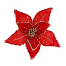 KS VIANOČNÁ RUŽA NA KLIPE ČER/ŠAM ZAMAT 20*20*6CM - FLORASYSTEM