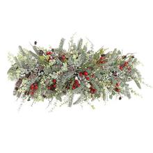 GIRLANDA NA STôL, ČEČINA,BOBULE ČER.,ŠIŠKY,,ZELEŇ 95CM - FLORASYSTEM