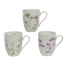 Porcelánová šálka s kvetinovým vzorom, sada 3 kusy.