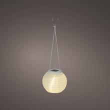 Solárna lampa z nylonu s priemerom 15 cm a výškou 10 cm.