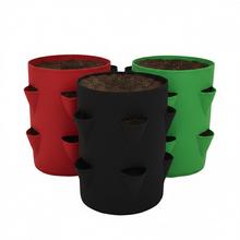 Vrecko na pestovanie jahôd s 8 vreckami na rastliny v červenej, čiernej a zelenej farbe.