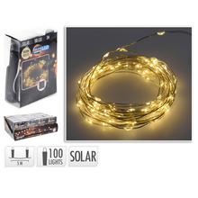 Solárne svetlo reťaz s 100 LED diódami, dĺžka 10 metrov.