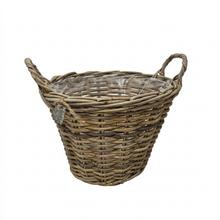 Kôš s uchom kubu ratan sivý