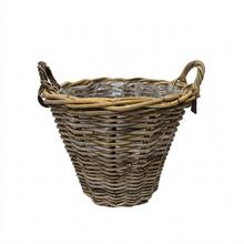 Kôš s uchom kubu ratan sivý