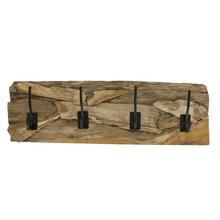 Vešiak na kabáty z teakového dreva so 4 háčikmi 58x18x8cm - FLORASYSTEM